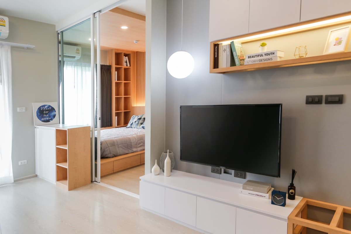 งานตกแต่งภายในที่พักอาศัย Eco Chapter One Ratchada โดย OBJ Design & Build