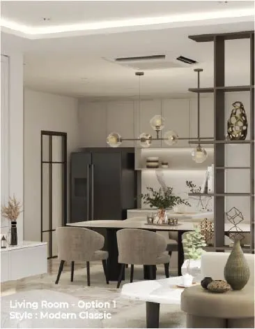 แบบห้องนั่งเล่นทางเลือกที่ 1 สไตล์ Modern Classic โดย OBJ Design & Build